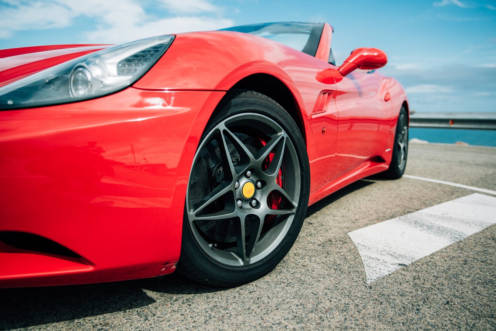 Red Sports Car Wheel Close Up